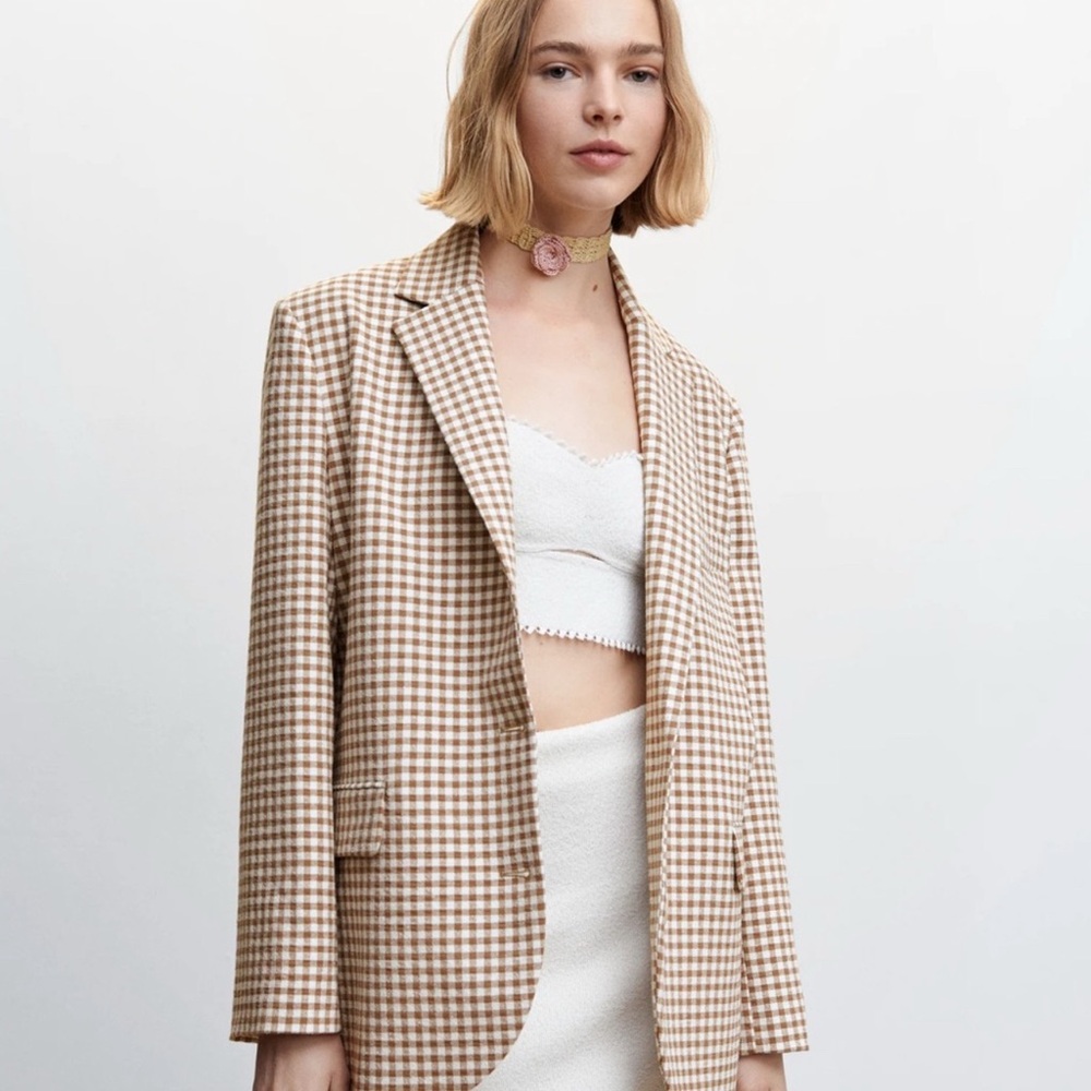 Spring Nwot Mango Gingham Jacket L - image 1